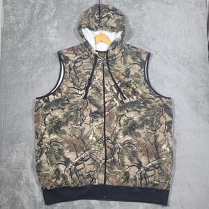 Boulder Creek Mens 4XL Tall Camo Full Zip Hooded Vest Waffle Thermal Lined Woods